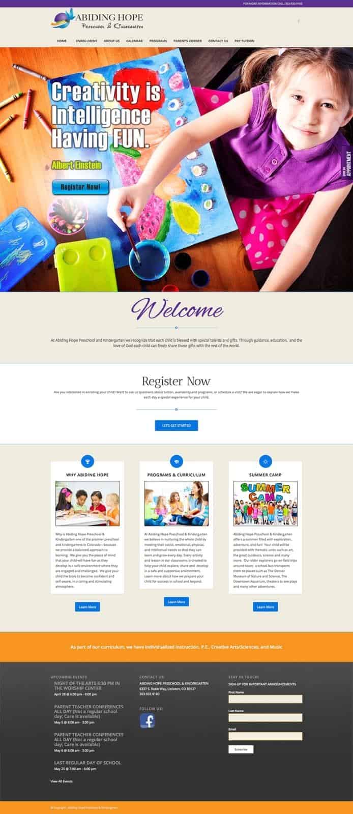 WOW Factor Digital Marketing Agency - Abiding Hope Preschool Website